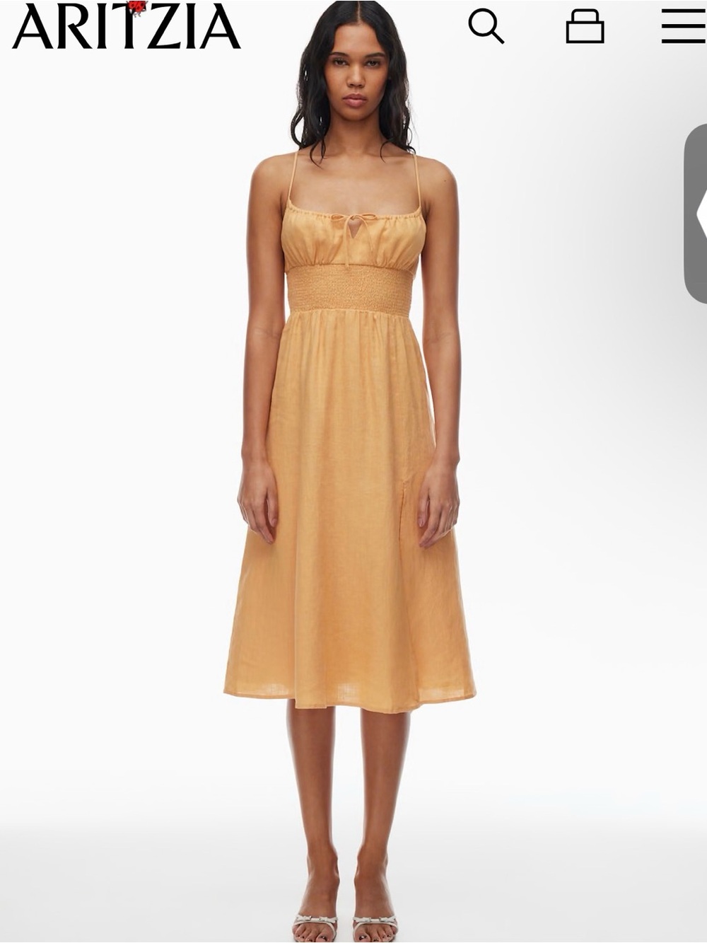 Elegant linen Midi Dress